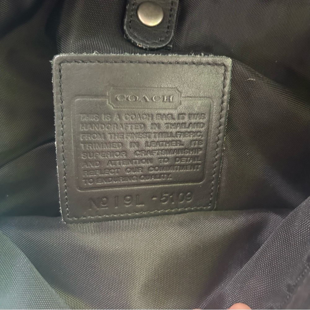 COACH Vintage Messenger Portfolio Bag Black Nylon Canvas Leather Flap Vintage - Picture 9 of 13